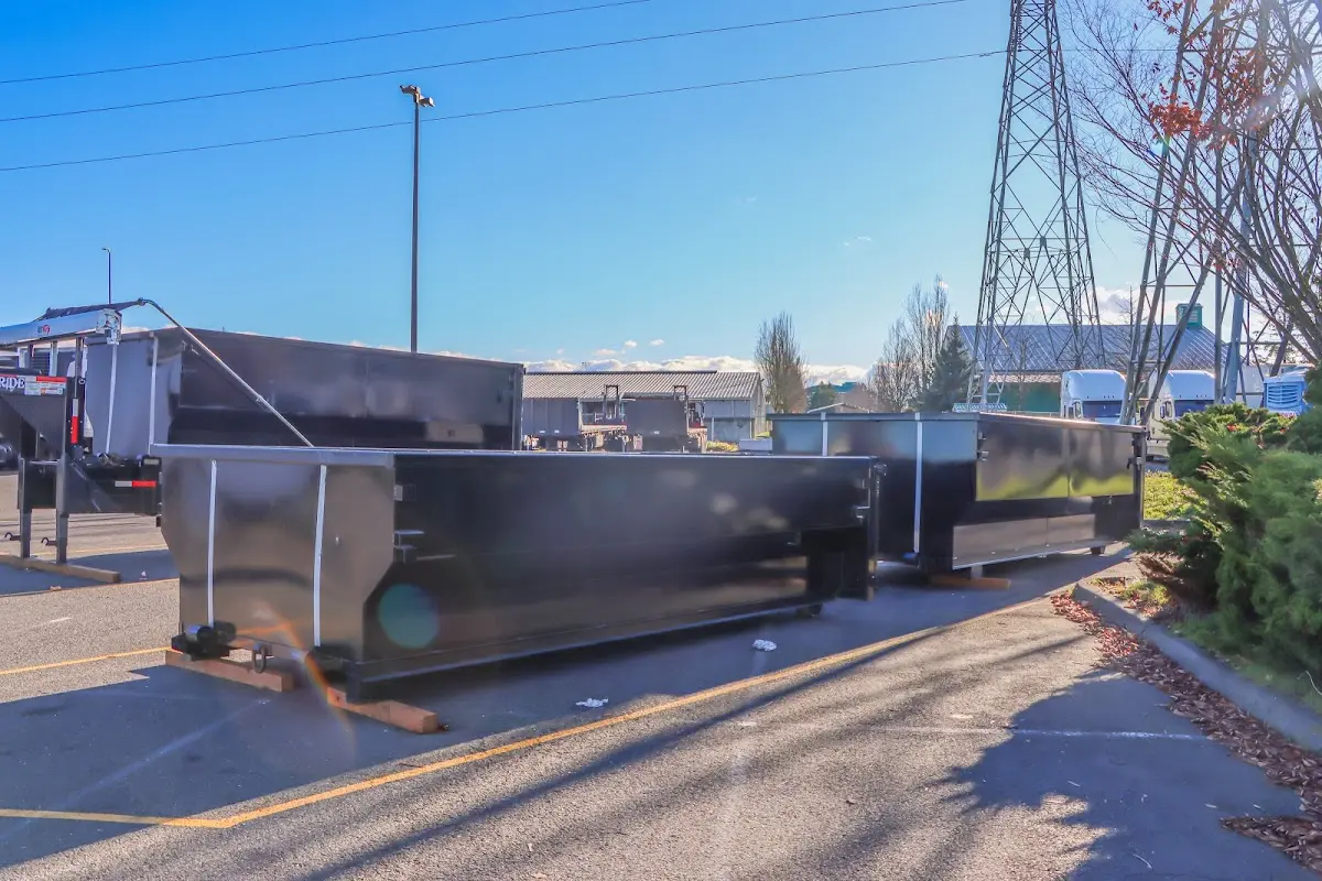 Roll-off dumpster ready for waste disposal at job site for Roll Off Dumpster Rental in Daleville